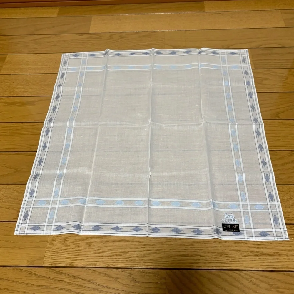 Celine Ivory and Sky Blue Unisex Handkerchief/Bandana 48cm x 47cm